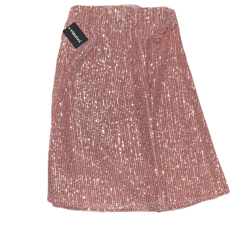 Messini Supply Co. Pink Sequin Knee-Length A-Line Skirt